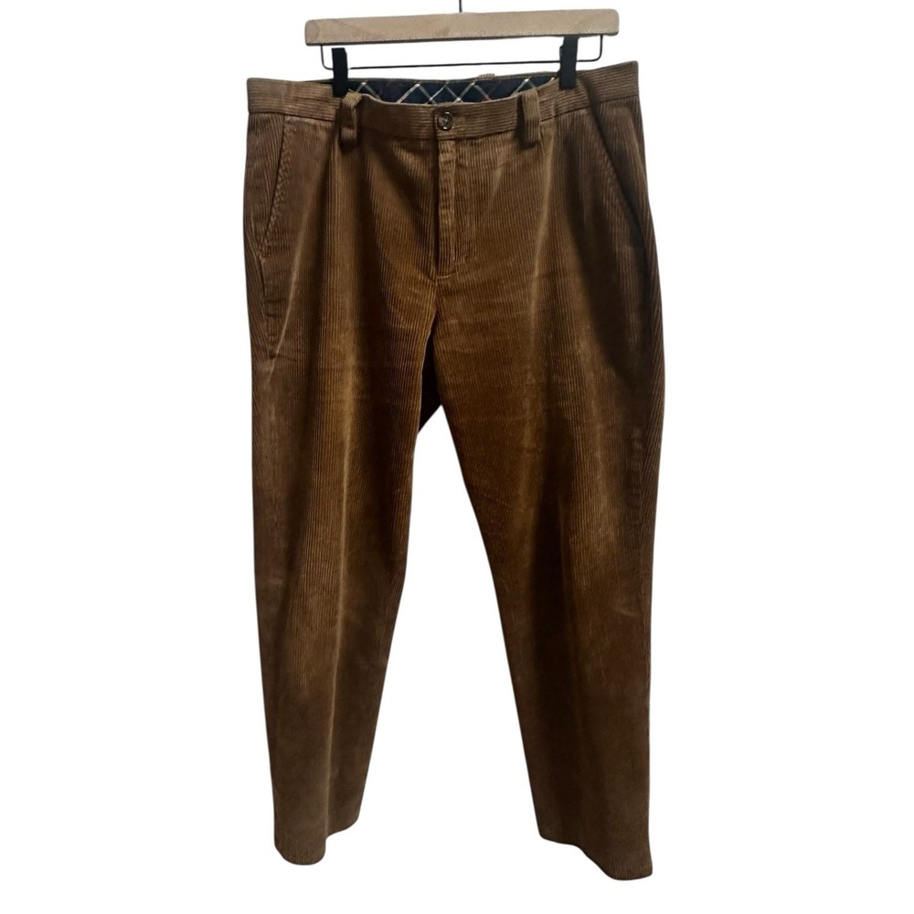 Brooks Brothers Wale Corduroy Clark Fit Pants Brown Mens 36x30 Flat Front Preppy